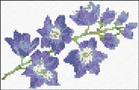 Bellflowes free cross-stitch pattern