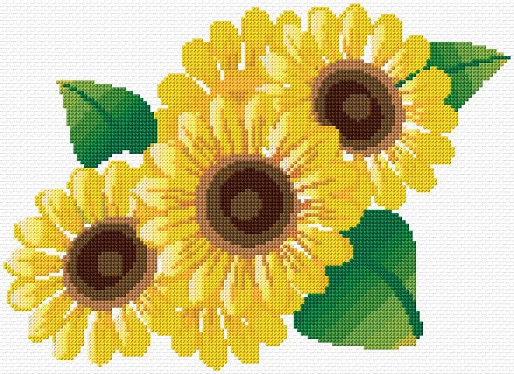 Sunflowers free cross-stitch pattern