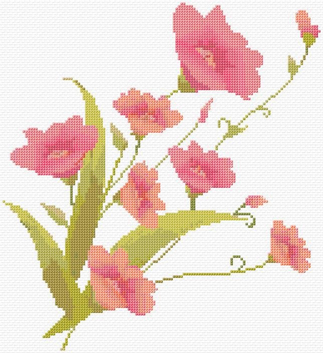 Flowers free cross-stitch pattern