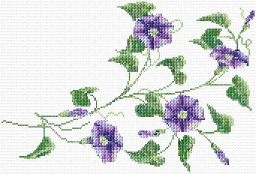 Blue Flowers free cross-stitch pattern