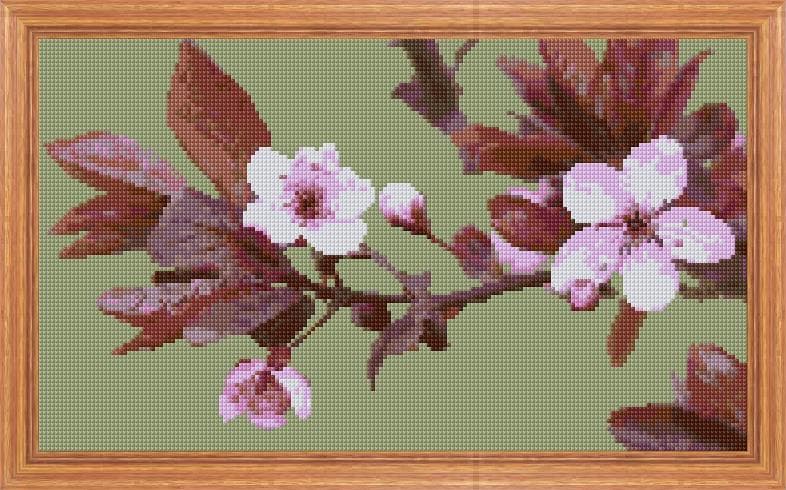 Pink Flowers free cross-stitch pattern
