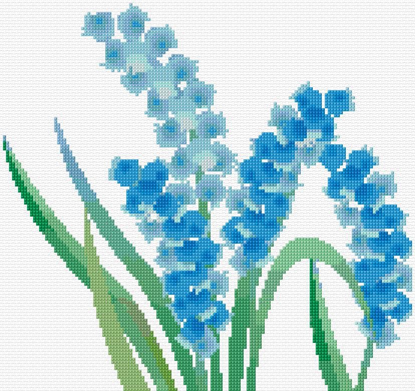Blue Flowers free cross-stitch pattern