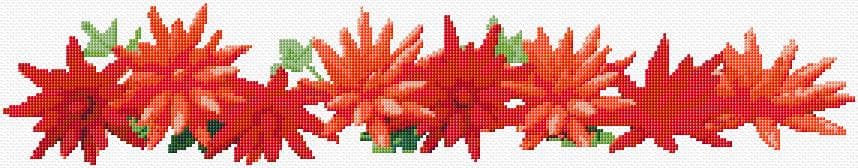 Garland of Red Flowers free cross-stitch pattern