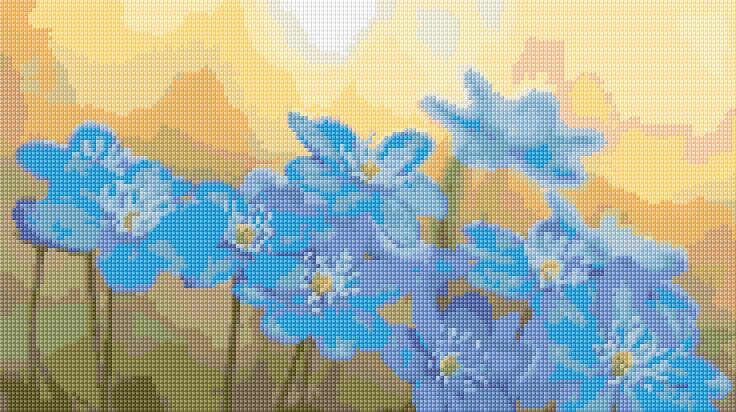 Blue Flowers free cross-stitch pattern