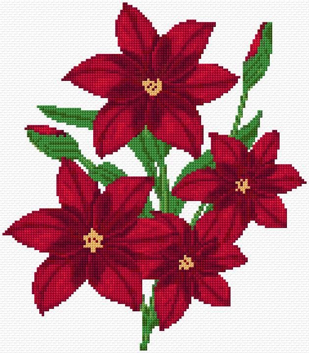 Red Flowers free cross-stitch pattern