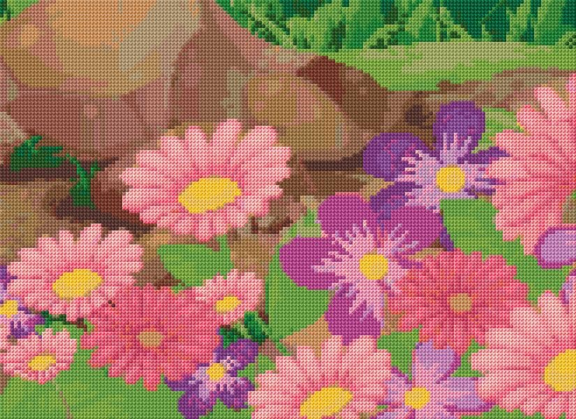 Flowers free cross-stitch pattern