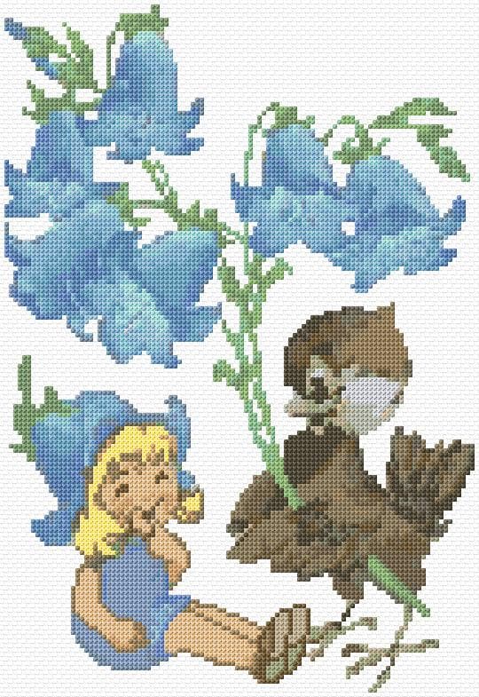 Bellflowers free cross-stitch pattern