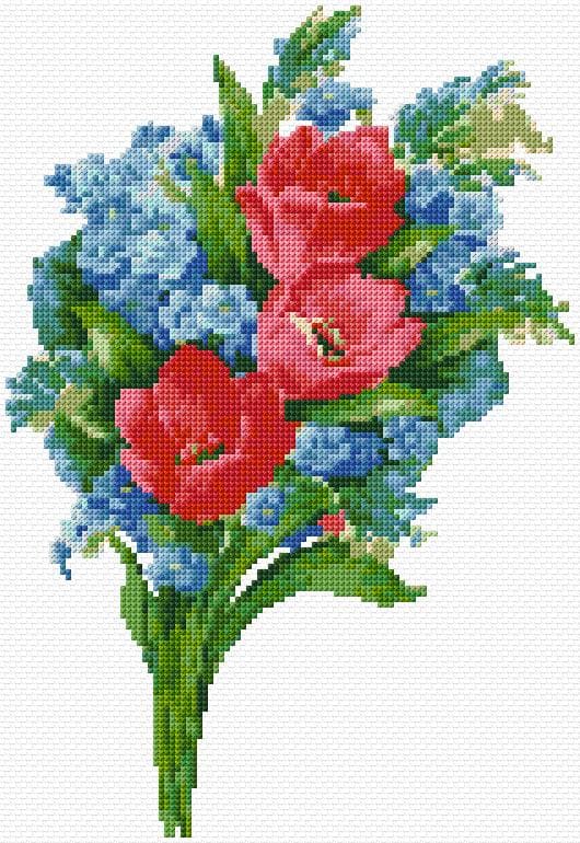 Flowers free cross-stitch pattern