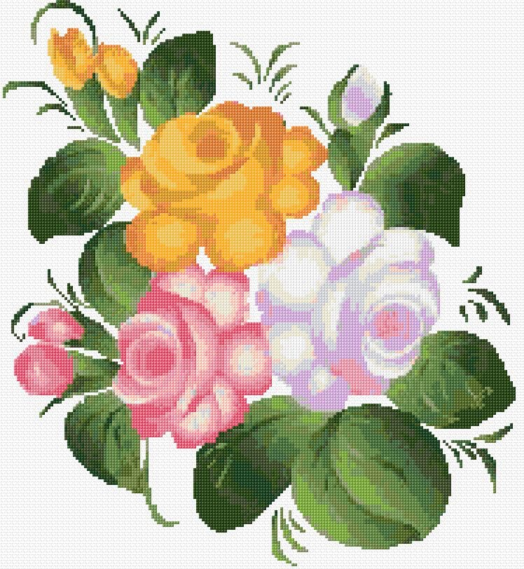 Flowers free cross-stitch pattern