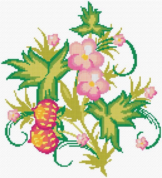 Flowers free cross-stitch pattern
