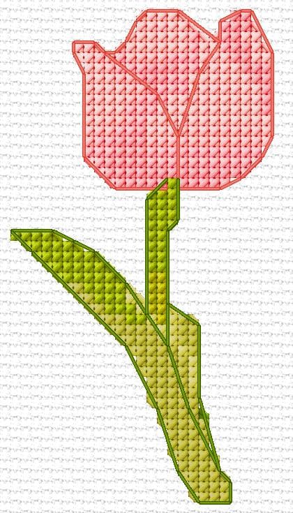 Pink Flower free cross-stitch pattern