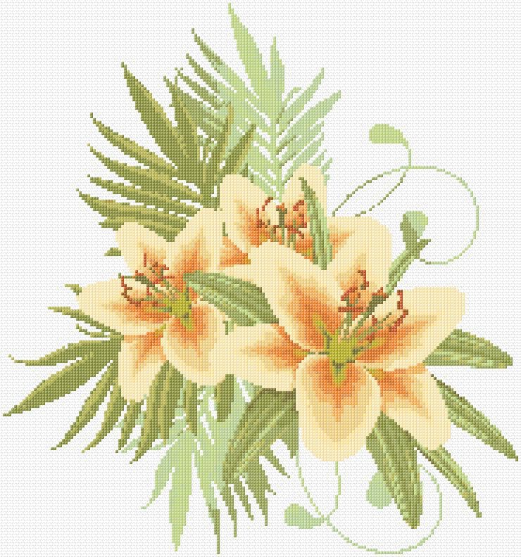 Yellow Lilies free cross-stitch pattern