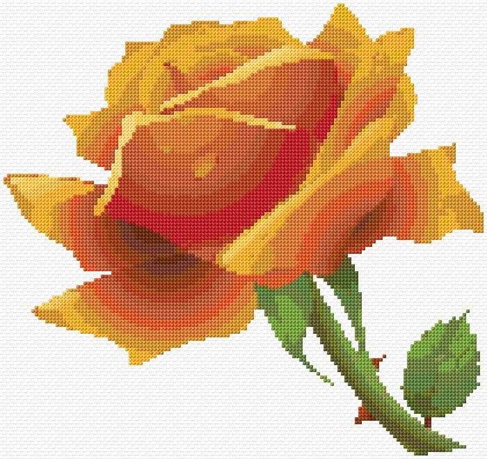 Yellow Rose free cross-stitch pattern