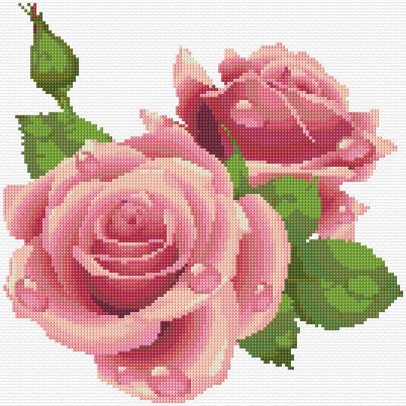 Roses free cross-stitch pattern