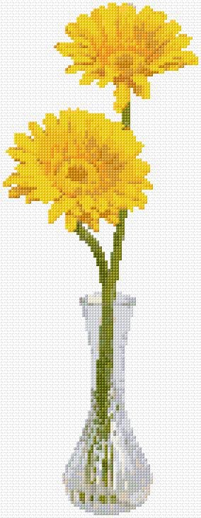 Daisies in a Vase free cross-stitch pattern
