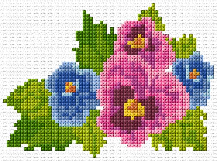 Pansies free cross-stitch pattern