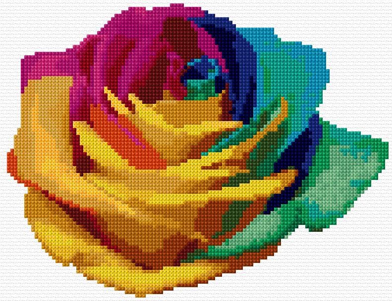Colorful Rose free cross-stitch pattern