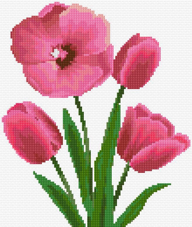 Tulips free cross-stitch pattern