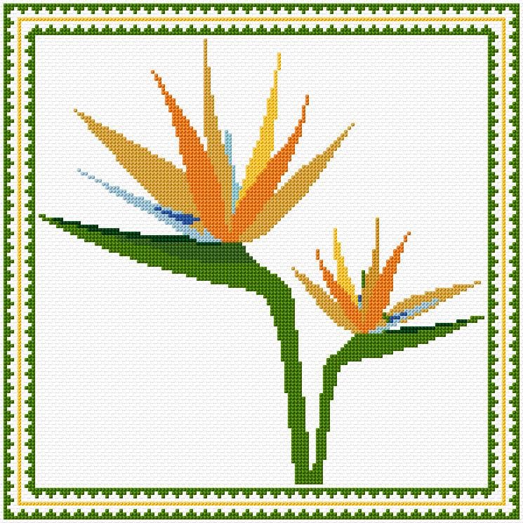 Bird of Paradise free cross-stitch pattern