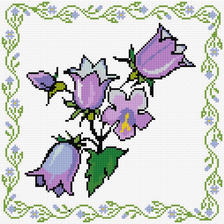 Bellflowers free cross-stitch pattern