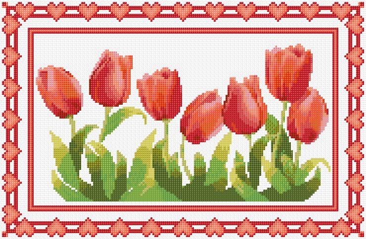 Tulips free cross-stitch pattern