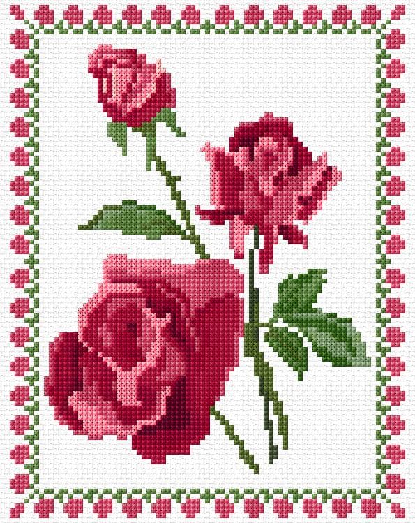 Roses free cross-stitch pattern