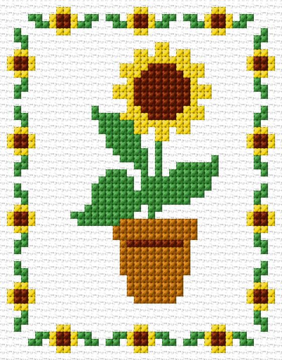 Sunflower free cross-stitch pattern