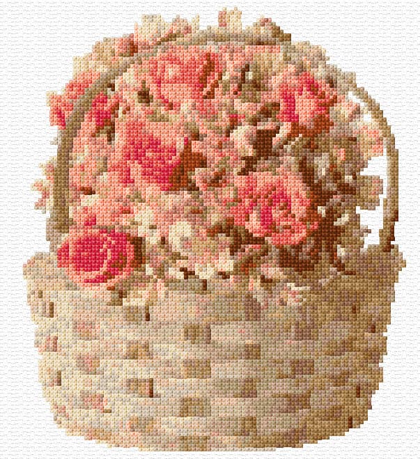 Roses Basket free cross-stitch pattern
