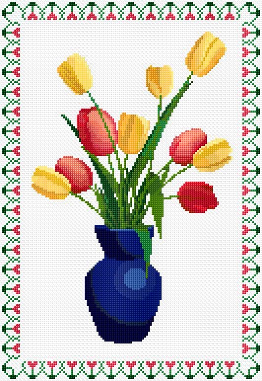 Tulips free cross-stitch pattern