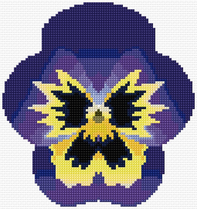 Pansy free cross-stitch pattern