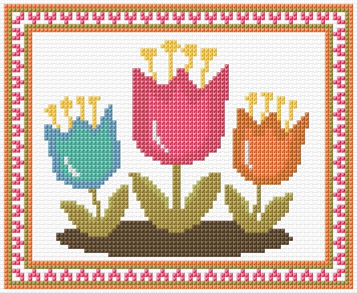 Tulips free cross-stitch pattern
