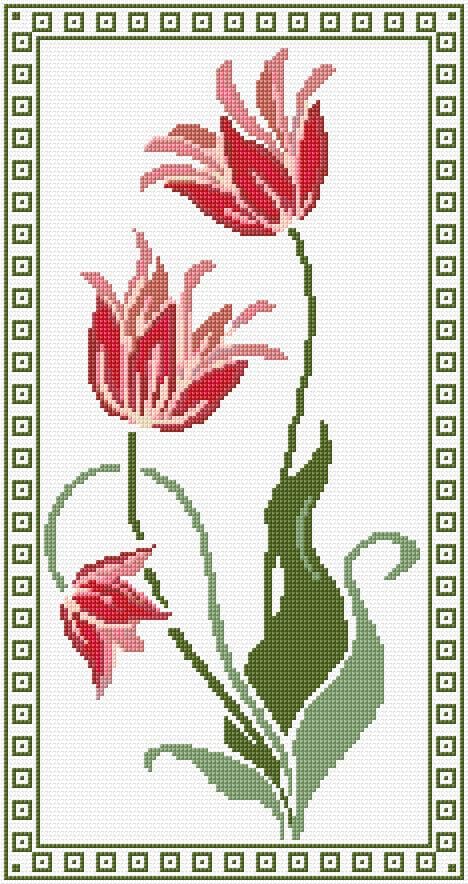 Flowers free cross-stitch pattern