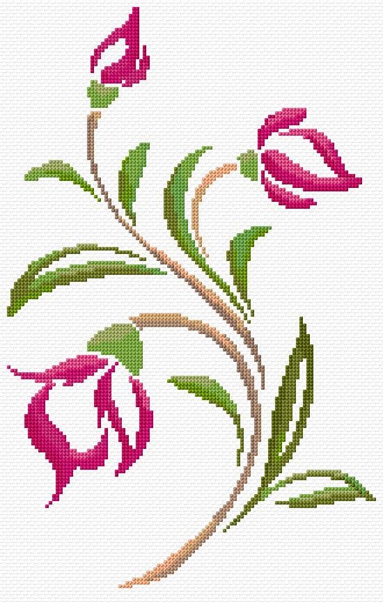 Flowers free cross-stitch pattern