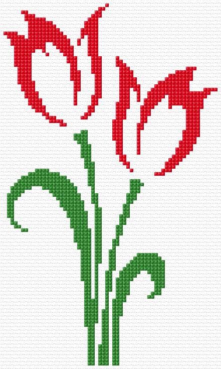 Tulips free cross-stitch pattern