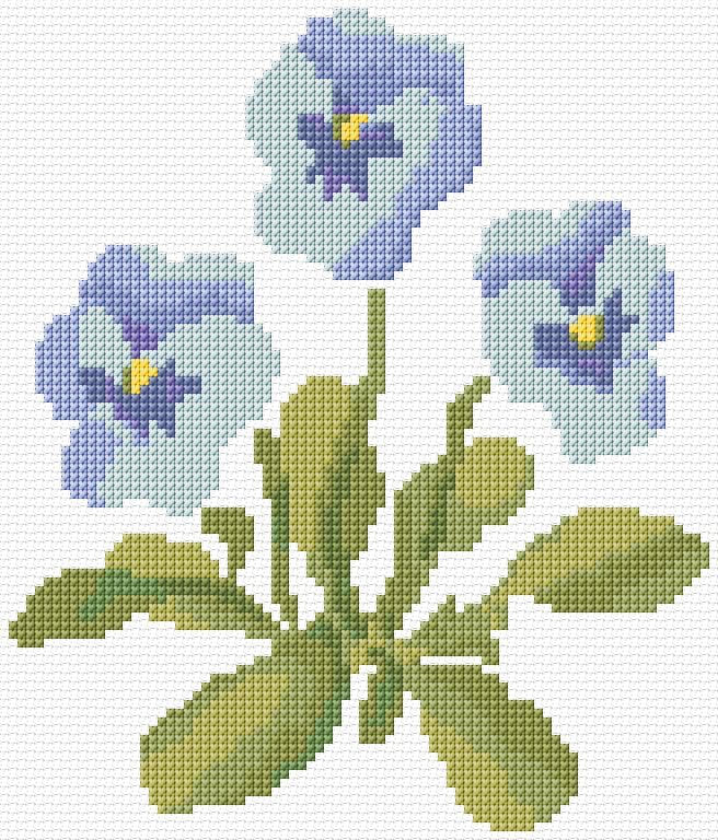 Pancies free cross-stitch pattern