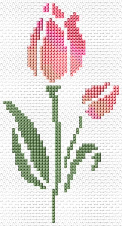 Tulips free cross-stitch pattern