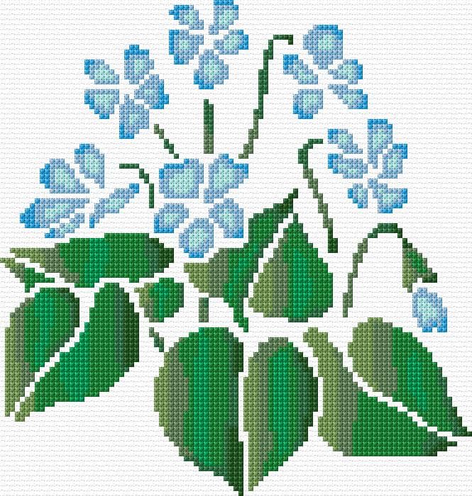 Blue Flowers free cross-stitch pattern