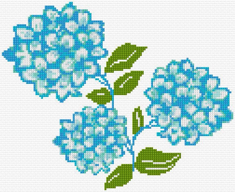 Hydrangea free cross-stitch pattern