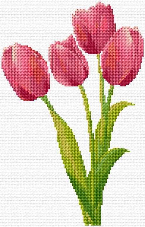 Tulips free cross-stitch pattern