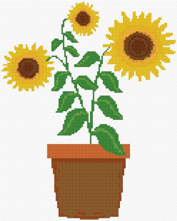 Sunflowers free cross-stitch pattern