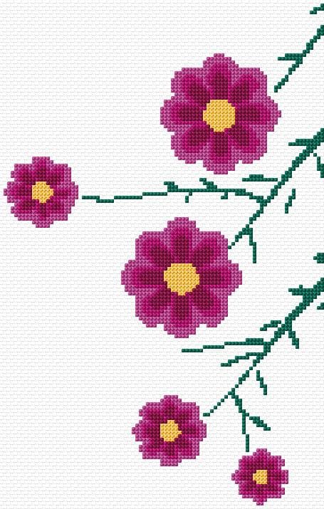Flowers free cross-stitch pattern