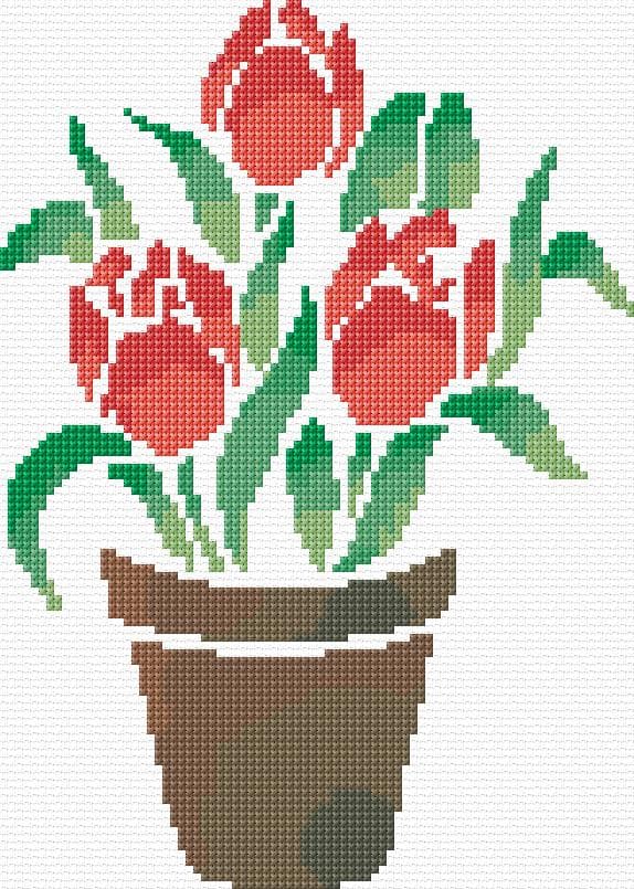 Flowers free cross-stitch pattern