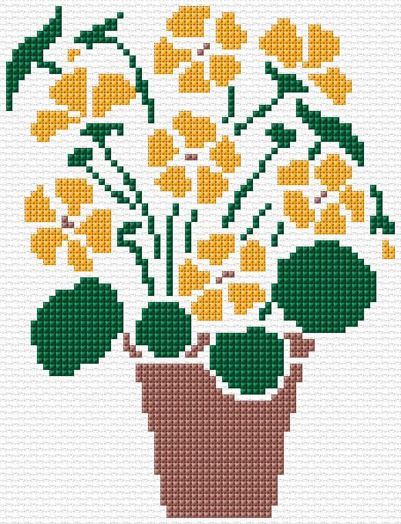 Nasturtium Pot free cross-stitch pattern