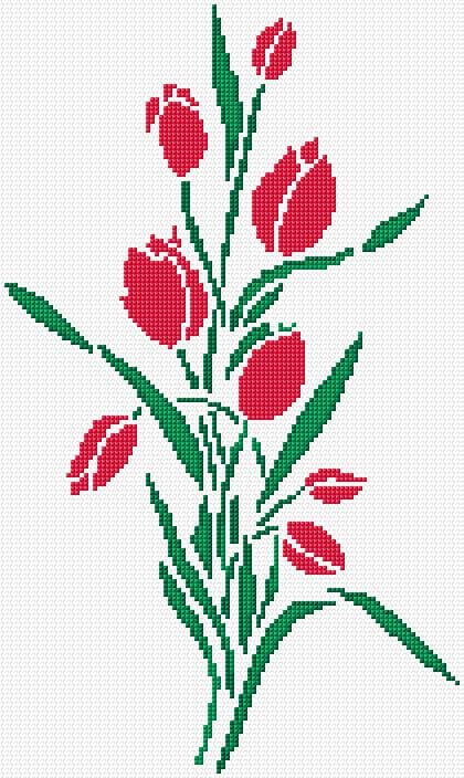 Tulips free cross-stitch pattern