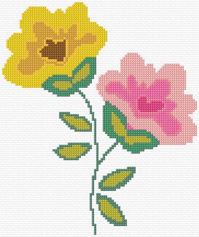 Flowers free cross-stitch pattern