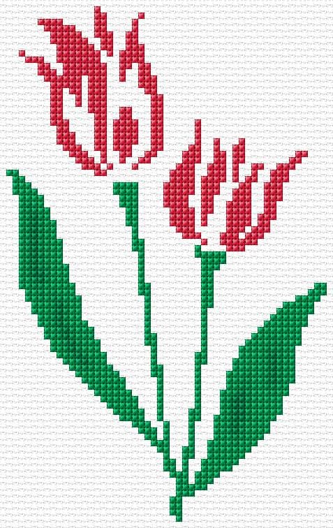 Flowers free cross-stitch pattern