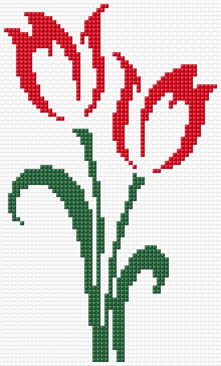 Tulips free cross-stitch pattern