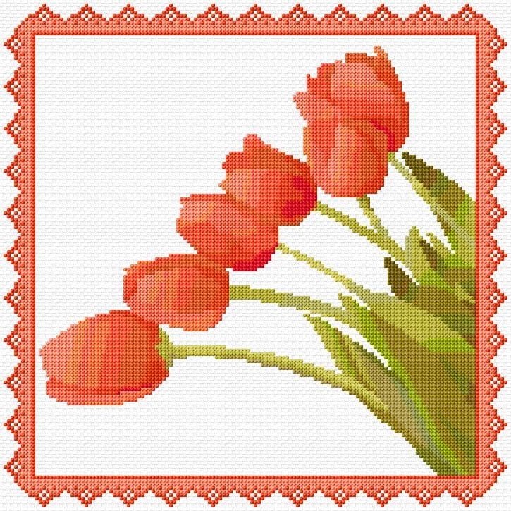 Tulips free cross-stitch pattern