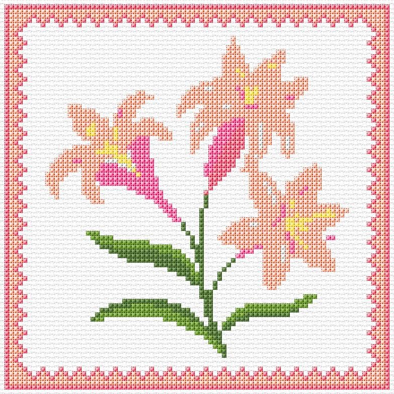 Lilies free cross-stitch pattern