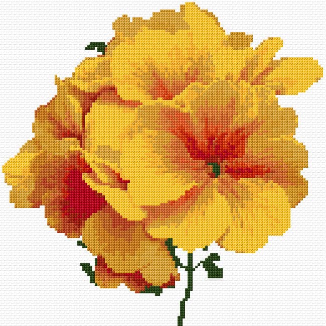Yellow Flowers free cross-stitch pattern